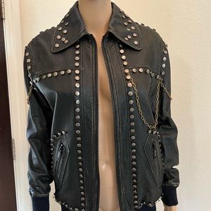 GUCCI Vintage Style Leather Studded Venus Jacket